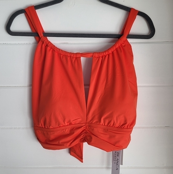 La Blanca High Neck Ruched Tie Back Halter Swim Top Size 18W - Picture 4 of 12